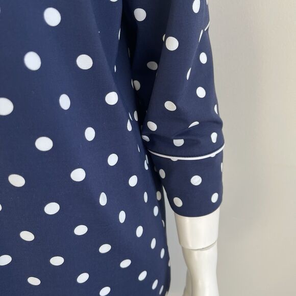 Lands End Navy Polka Dot Sheath Casual Dress XL Preppy Resort Summer Nautical - Picture 3 of 14